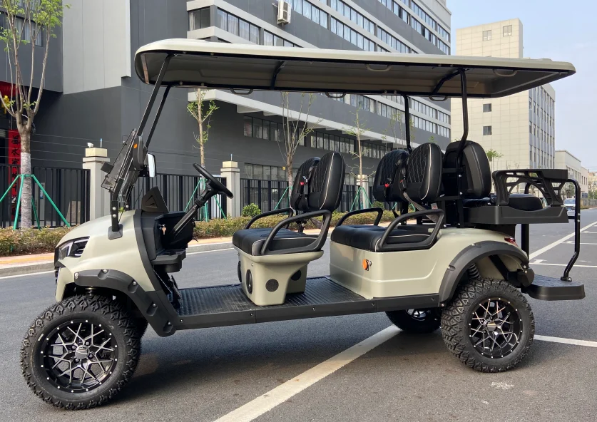 Shining Brand Electric Golf Cart 4+2 Seats Golf Buggy Matte Gray Golf Cart for Sale