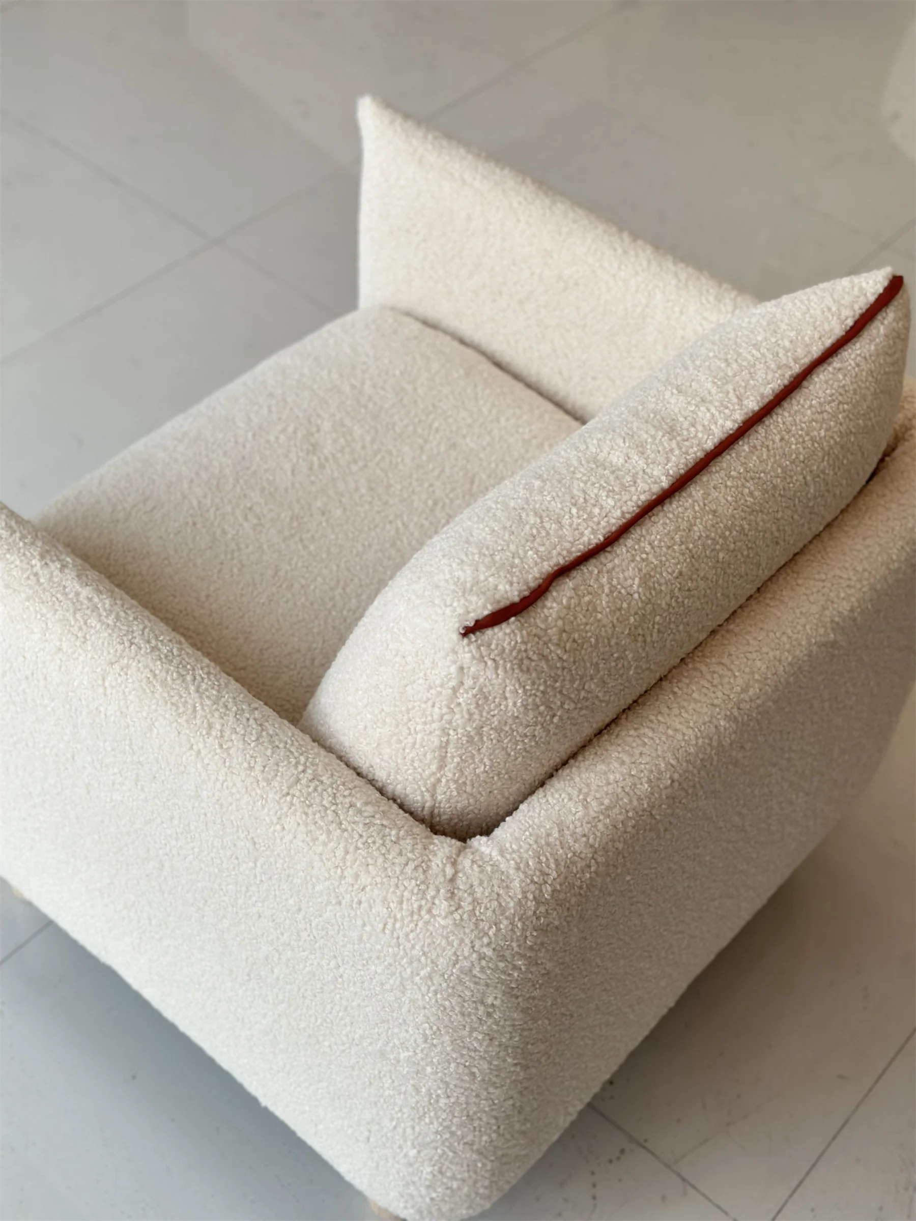 White color armchair softer felling with feather