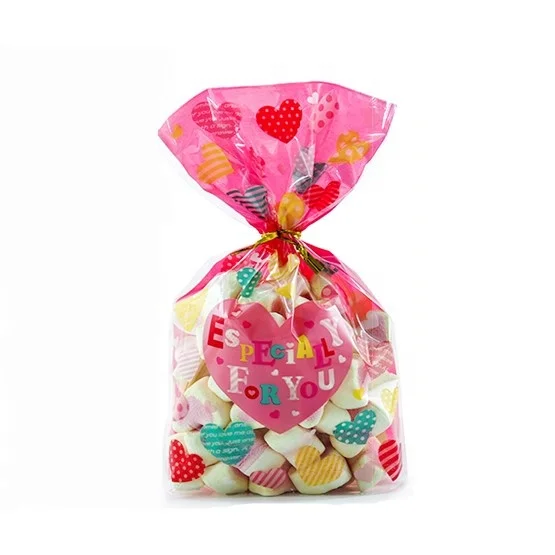 custom 100 pack biodegradable plastic bags with twist ties  for marshmallow candy snacks  cpp treat bags