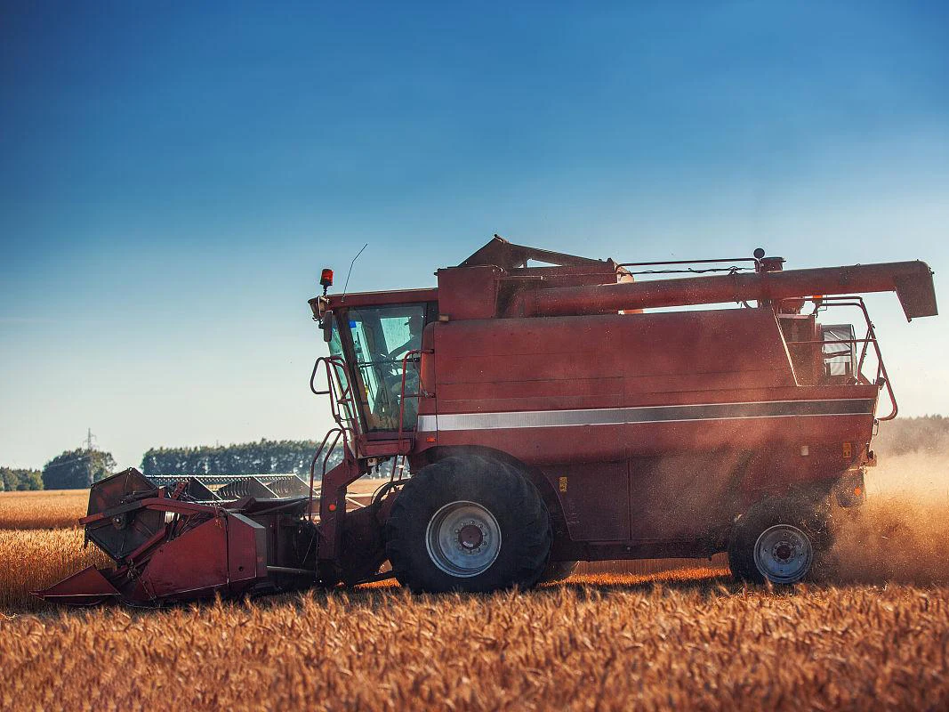 Chinese Brand 80HP Engine Power GV80 Wheel Combine Harvester for Sale