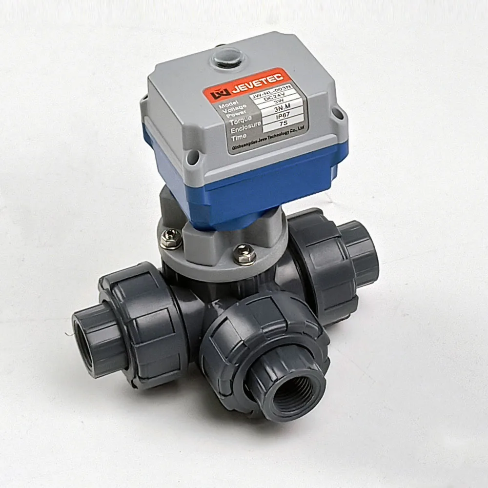 UPVC  Electric Actuator 3 way motorized ball water valve ANSI/DIN/NPT/BSPT
