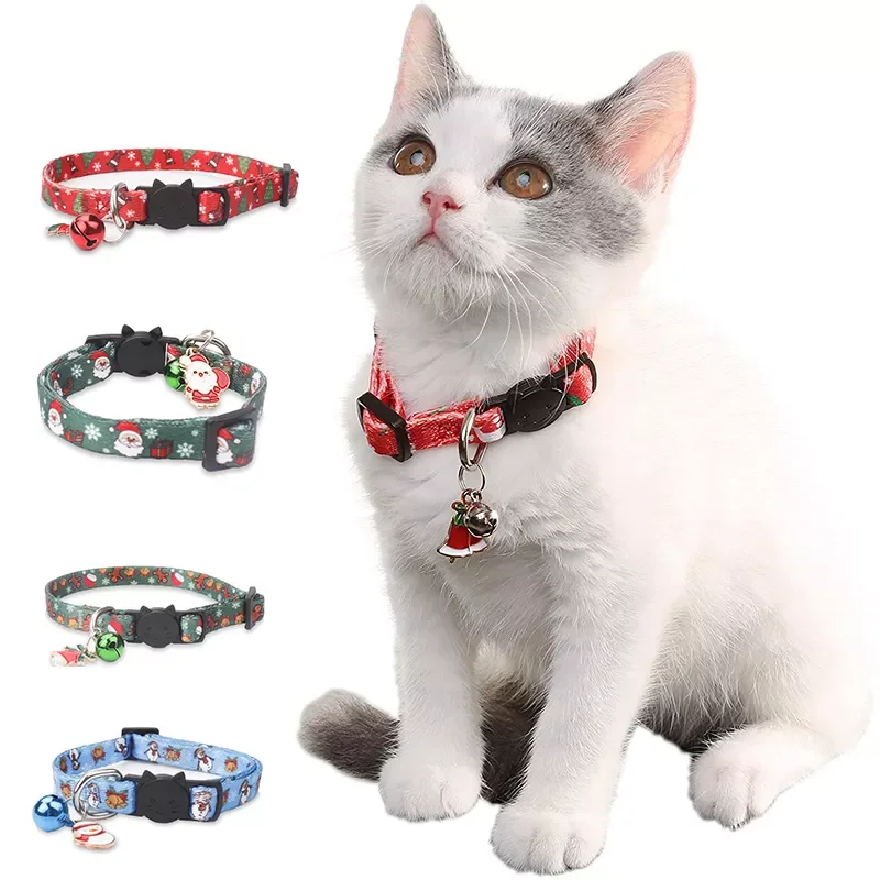 2024 Free Sample Cat Collar With Bell Match Laser Name Plate Small Dog Accessories Tag Custom Cute Cat Collar Breakaway Buckle