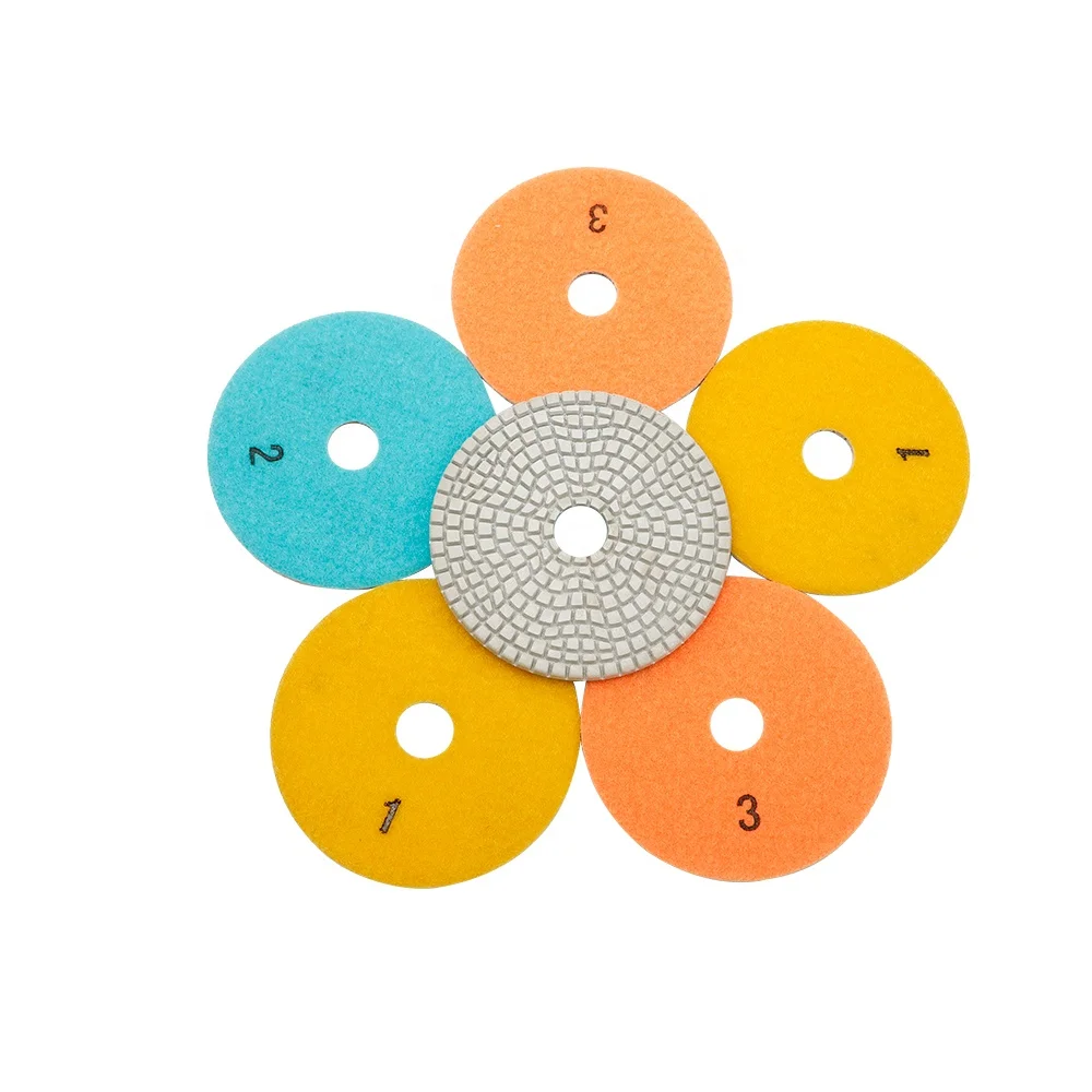 TRUE SHINE 100mm high quality 3 step wet or dry stone sanding pads for granite and marble