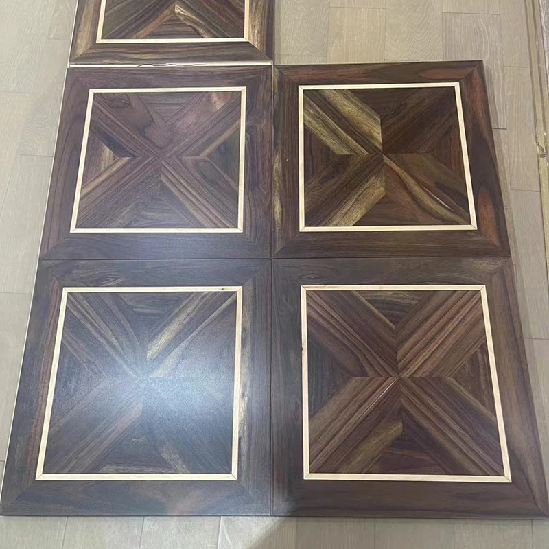 15Mm Background Wall Chinese Knot Art Oak Shaped Hardwood Floor White Colour Oak Parquet Floor Tiles