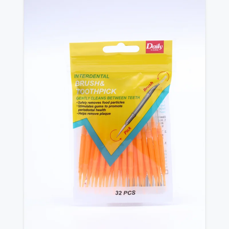 Manufacturer direct thin pole dual purpose interdental cleaning brush nylon interdental brush.