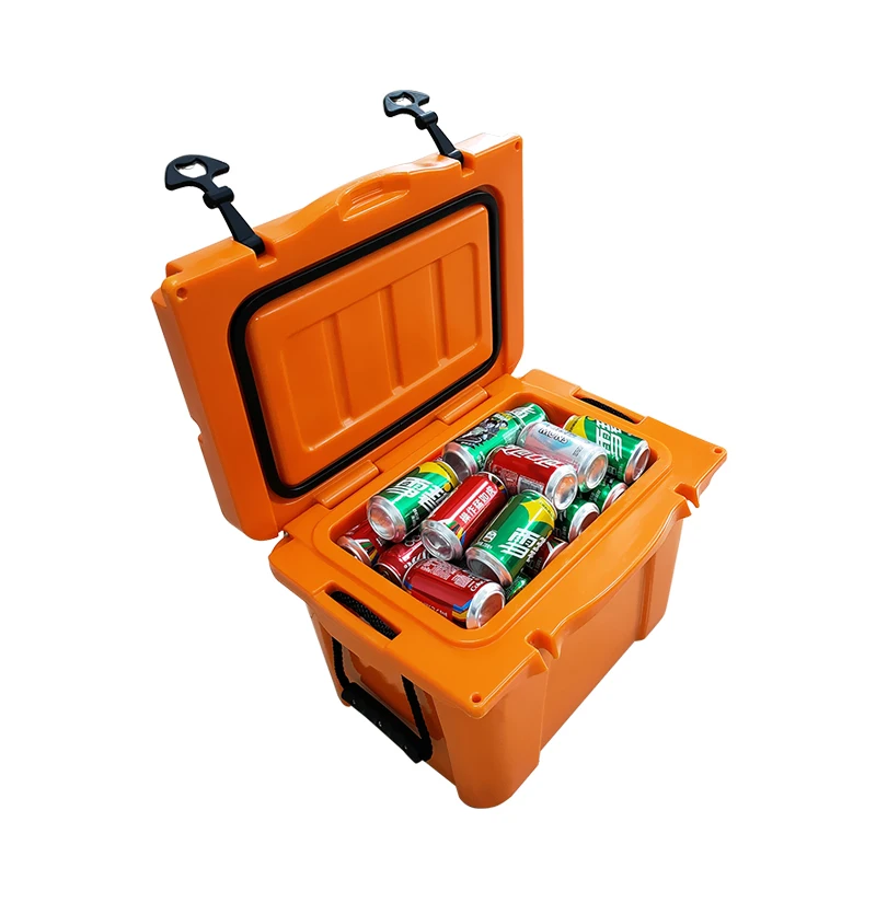 25L Portable Plastic Hard Rotomolded Ice Box orange Insulated Lunch Cooler box