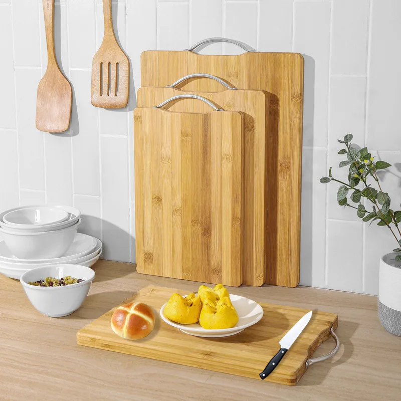 New Kitchen Solid Wood Cutting Board Kneading Dough Wooden Extra Large Chopping Block Custom With Stainless Steel Handle Hanger