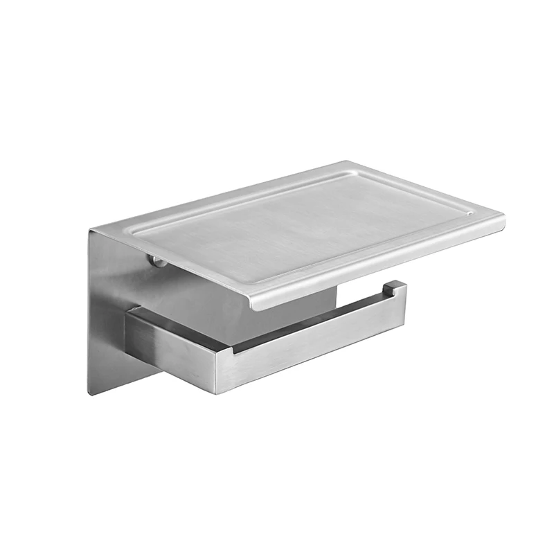 stainless steel modern wall mount bathroom toilet tissue paper roll holder with mobile phone shelf