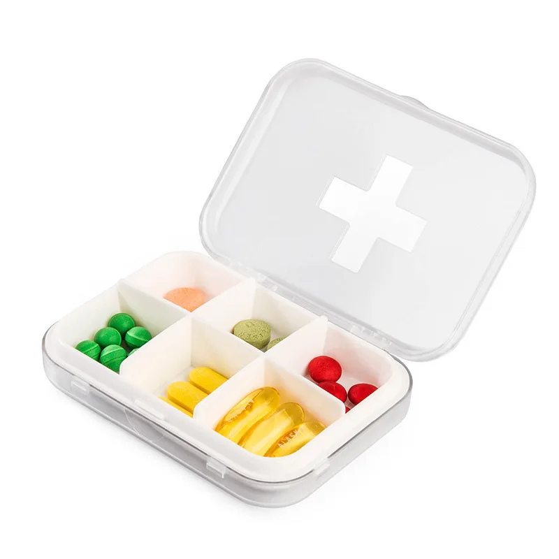 NBBLUESKY Portable Daily Pill Dispenser Pill Holder Pill Box With 6 Compartments