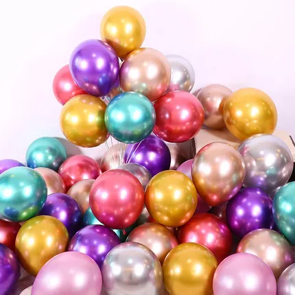 A--mazon Partner Factory Matel 2.8g 12 Inch Pearl Chrome Balloons Latex Metallic Helium Chrome Balloons Ballon Globos Metalicos