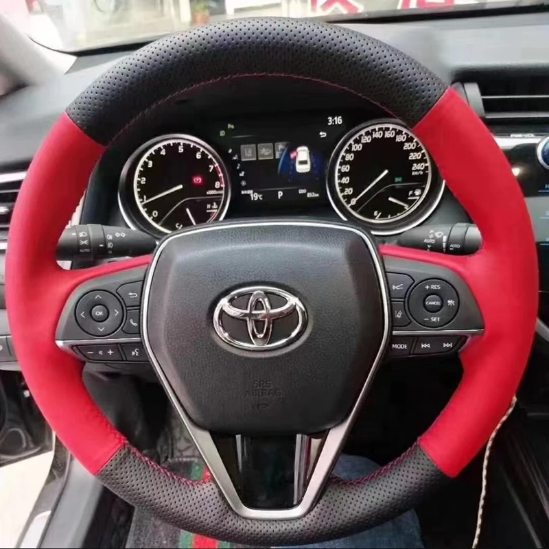 Чехол на руль автомобиля из натуральной кожи для Toyota Rav4 Highlander Camry Vios Corolla Prado