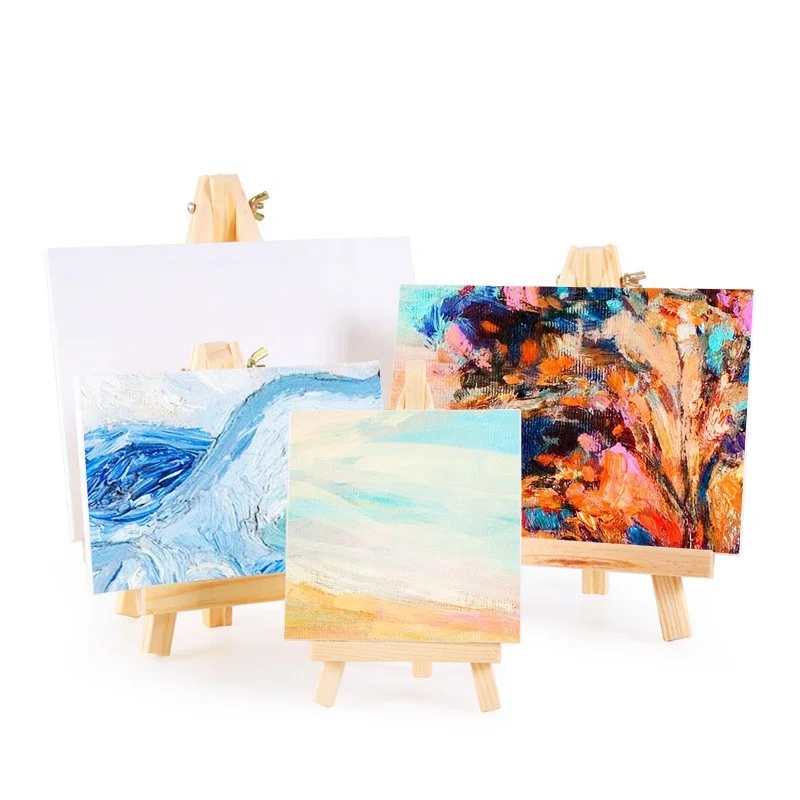 Wholesale Mini Painting Frame Wood Easel Art Easel Stand with Canvas for Kids Students