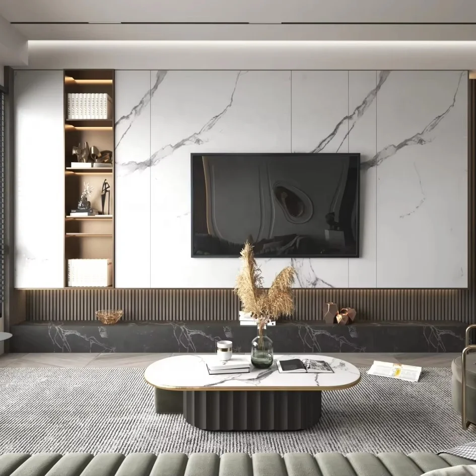 HOT UV MARBLE SHEET 1.22*2.44-3M Glossy Marble Alternative High Glossy PVC 2.5 3MM Sheet Wall  Panel