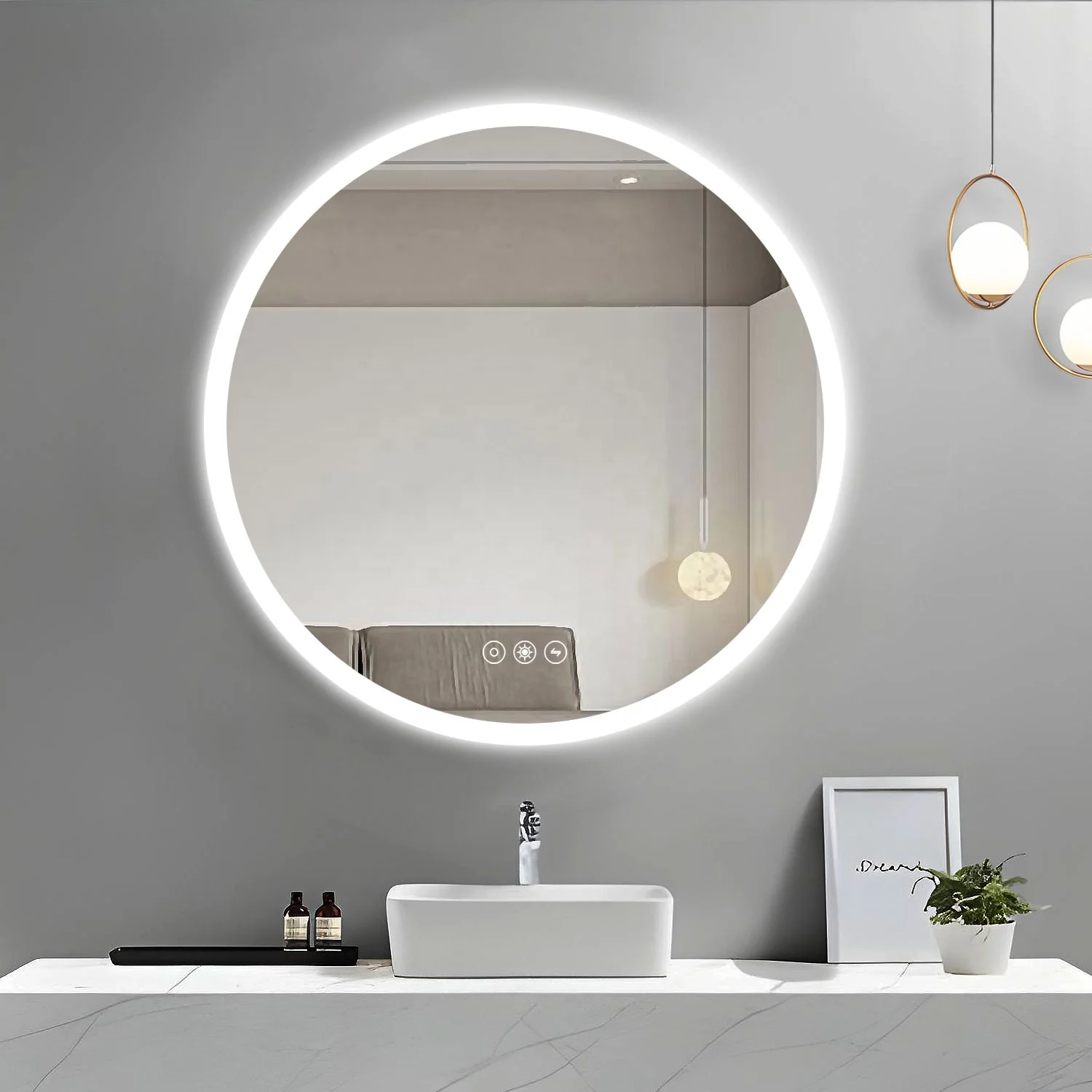 The LED Anti-fog High Grade stainless steel Bathroom Smart Mirror Cabinet