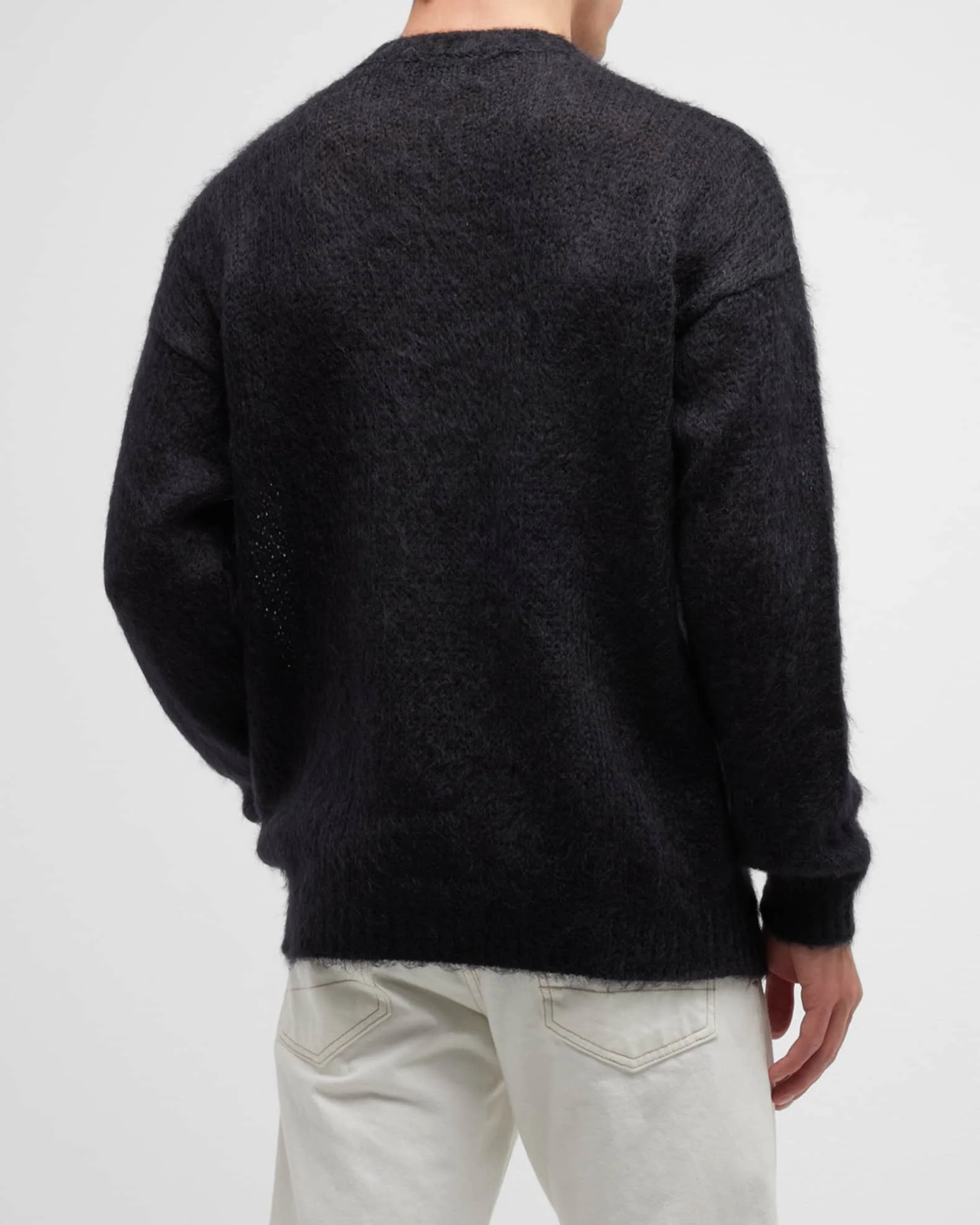 Nanteng Custom Logo Oem Popular Mohair Woll Design Casual Crew Neck For Knit Fuzzy Blend Jacquard Men Pullover Sweater