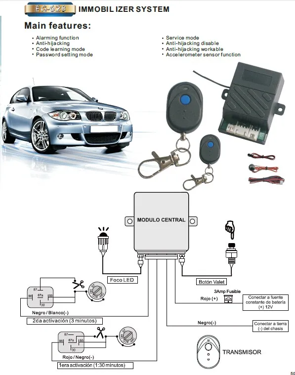 South American EG-028 Hidden Tiny Button Control Anti-robbery Device Bypass Car Immobilizer