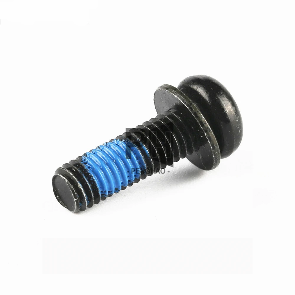 Custom Nylock Round Head Combination Screws Cross Flat and Spring Washer Black Zinc Nylon Patch Adhesive Anti-Loose Bolts