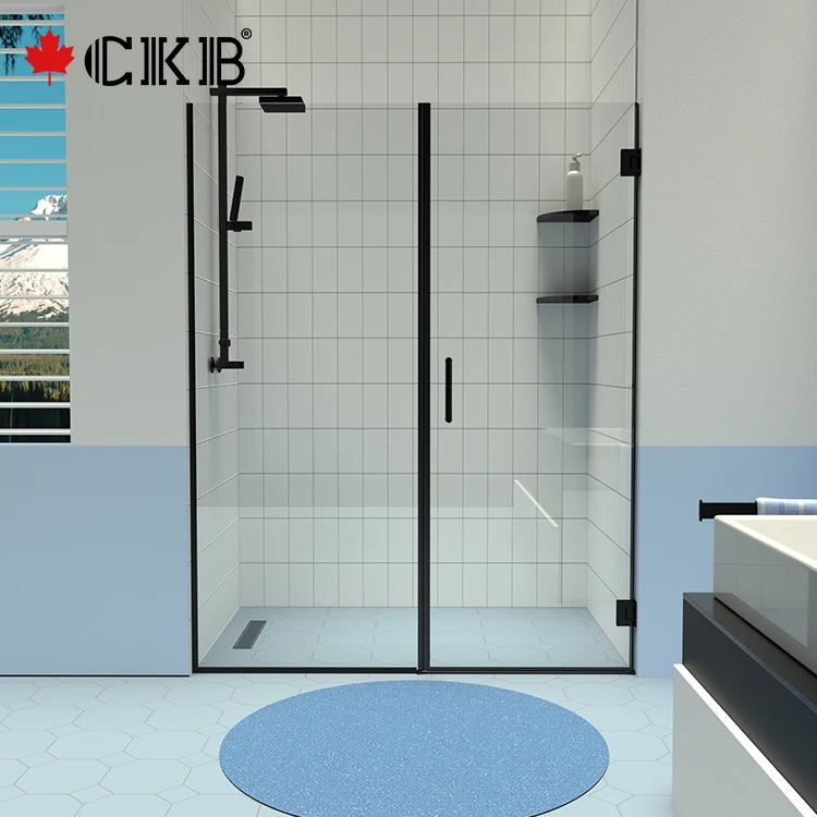 CKB OEM ODM Bathroom Matte Black Chrome Bruhsed Nickel Hinged Frameless Shower Door