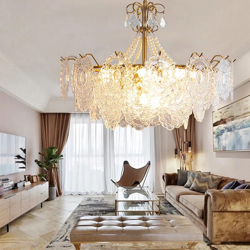 Multiple Types Classic Glass Hanging Lamps Elegant Art Glass Pendant Light for Living Room Bedroom Chandelier