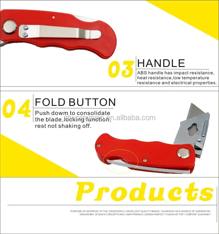 High Carbon Replaceable Blade Box Cutter Fold Foldable Pocket Lock Knife High Quality Plastic Folding Knife Cutter