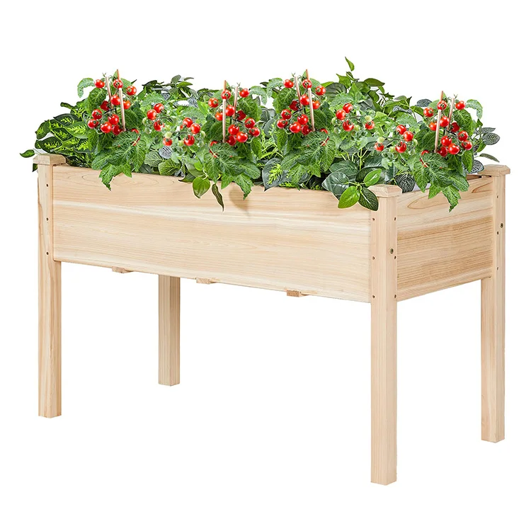 Vegetable Patio Backyard Grow Flowers Elevated Rectangular Planter Raised Tiered Cedar Large Garden Bed Planter Box