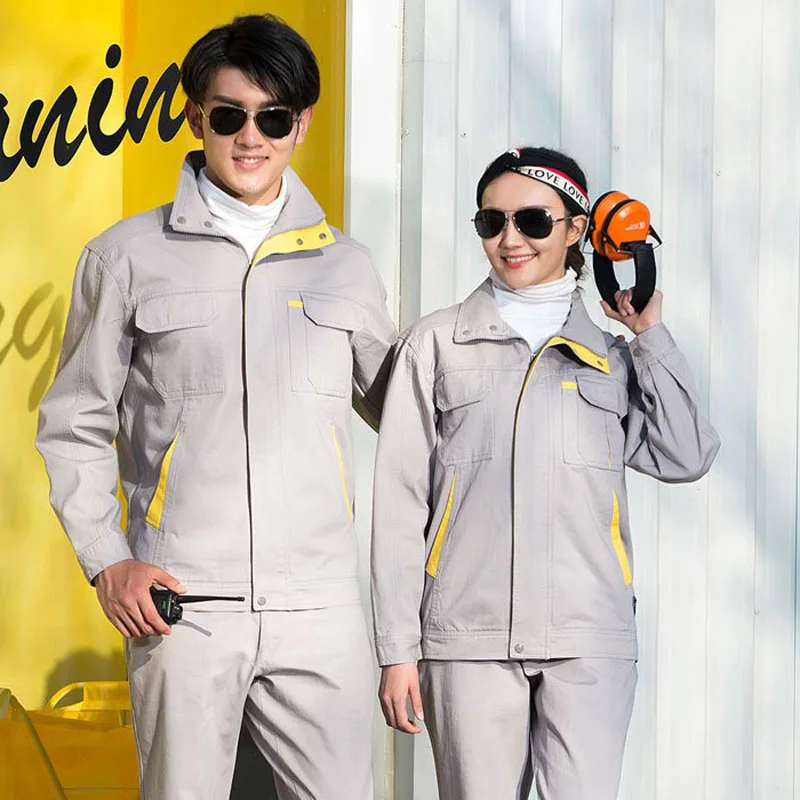Autumn young men and women simple fashion workers workshop work suit uniform