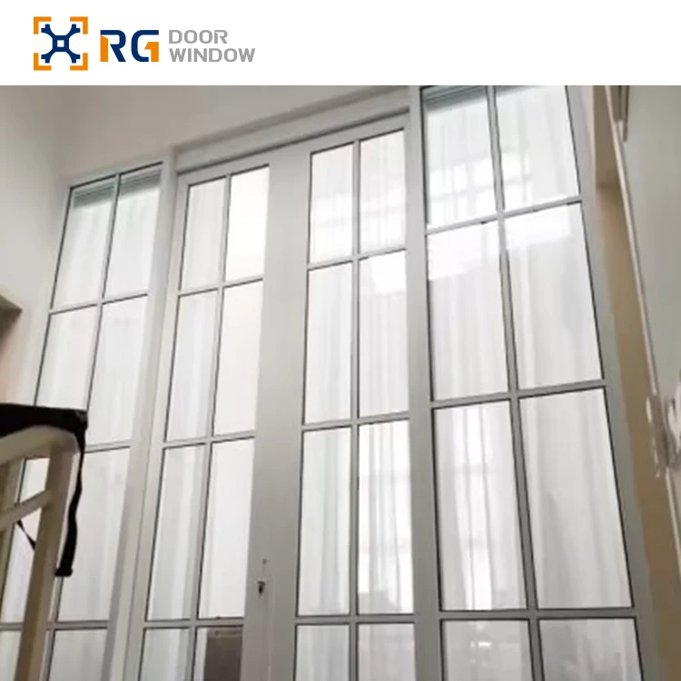 RG110 Factory Custom Sale Double Glazed Aluminum Frame Heat Insulation Casement Stainless Steel Sliding Door