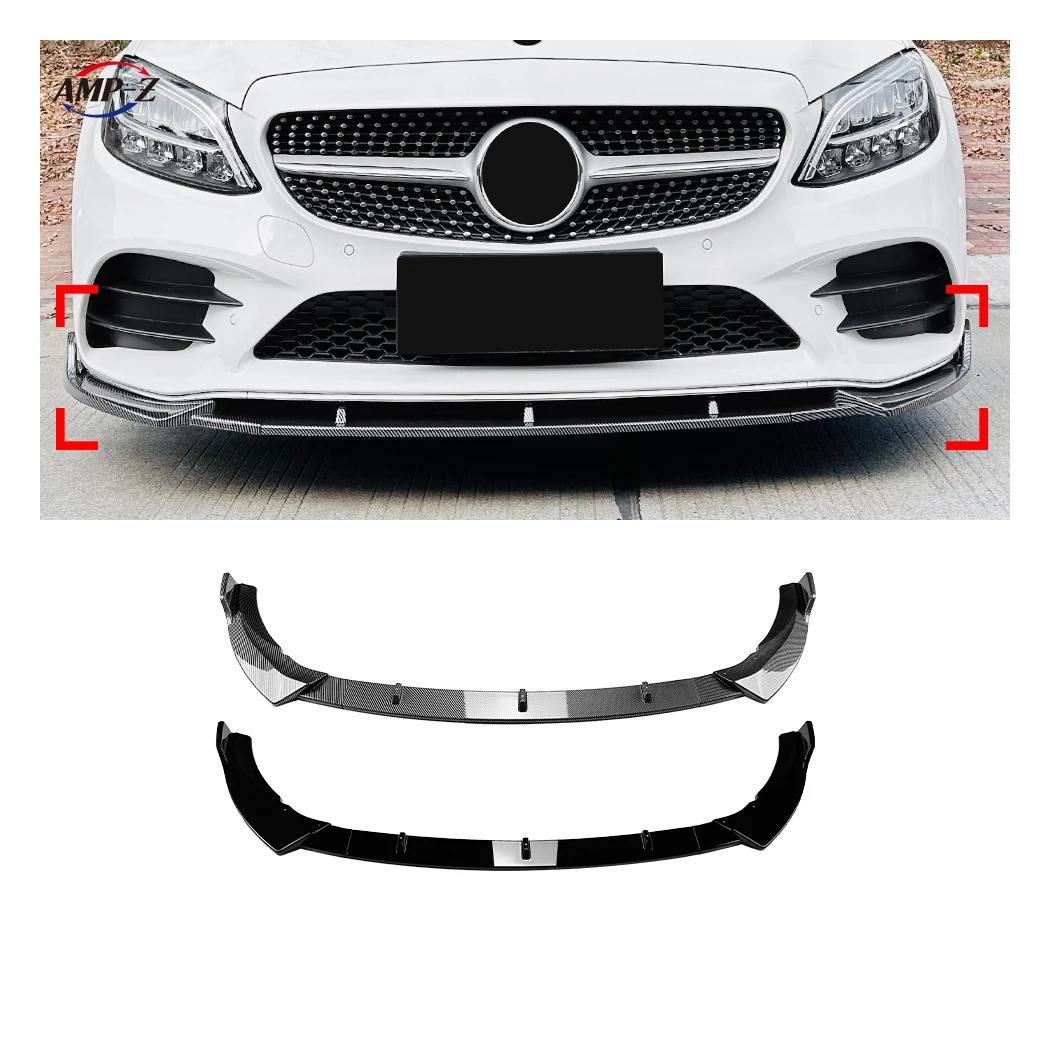 W205, глянцевый черный пластмассовый материал для губ, для Mercedes Benz C Class W205 C205 S205 2019-2021 AMG