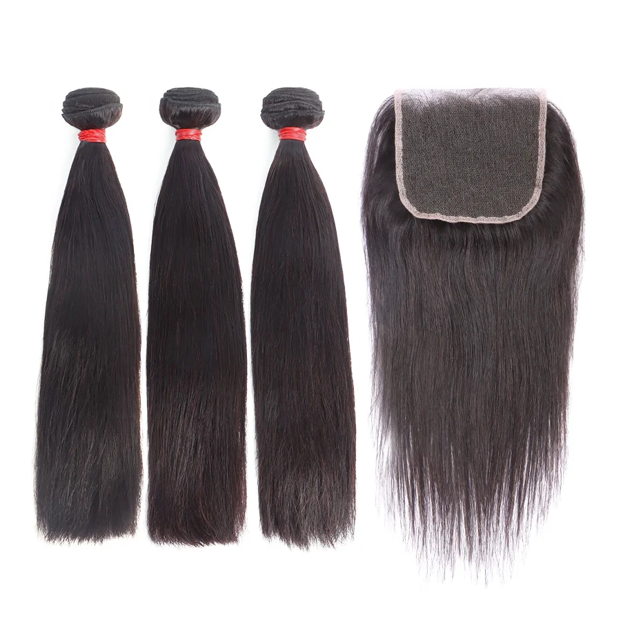4x4 Lace Closure 100% Brazilian Human Hair Transparent Lace Closure human hair packet with closure