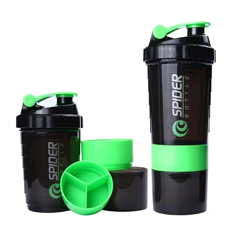 Protein Shaker Mixer Bottle Sports Fitness gym 3 Layers Multifunction 600ml BAP free Shaker Bottle