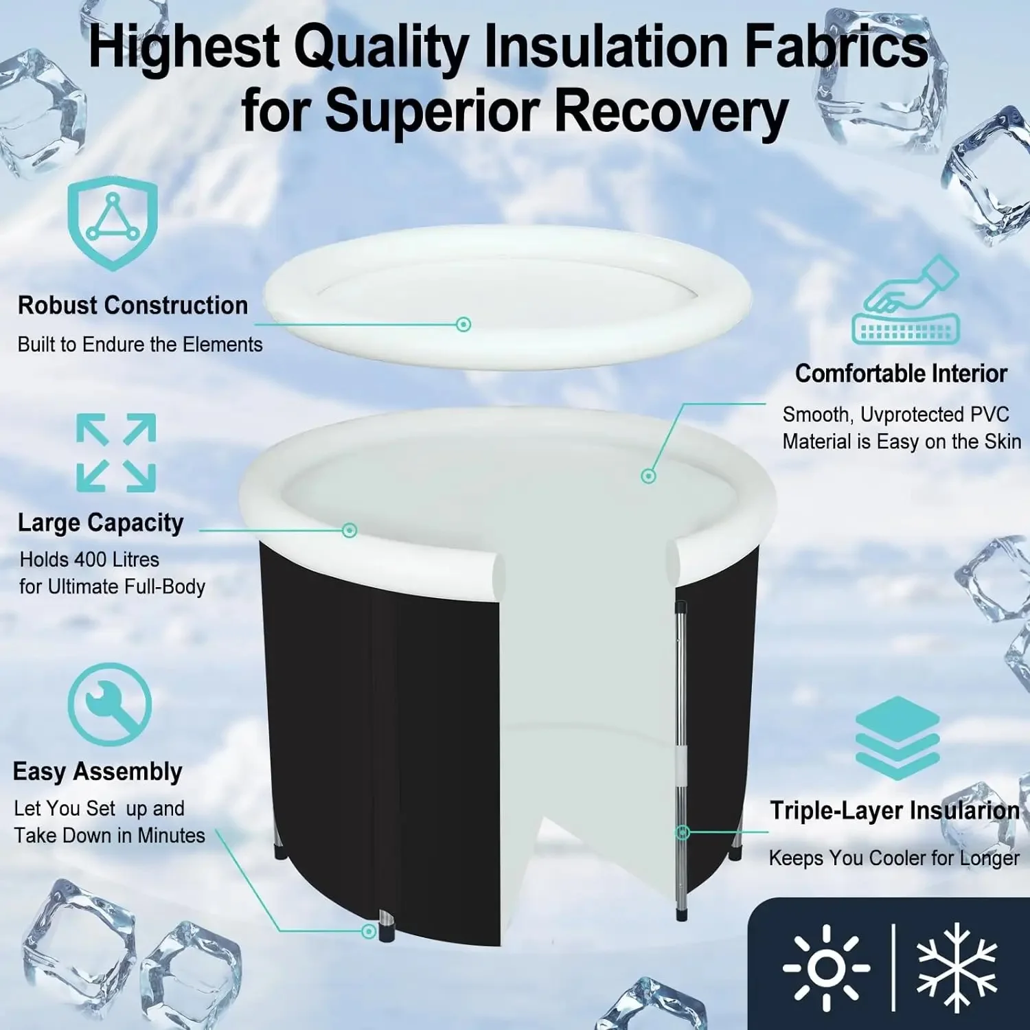 Outdoor ice bath spa bucket Thickened folding Portable bathtub cold plunge tub inflable for garden