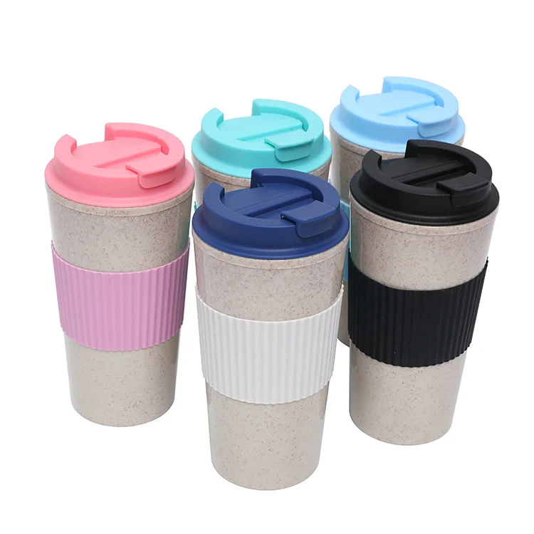 Biodegradable Eco Friendly Wheat Fiber Coffee Mug Portable OEM Eco Friendly Wheat Straw Cups Plastic Mugs