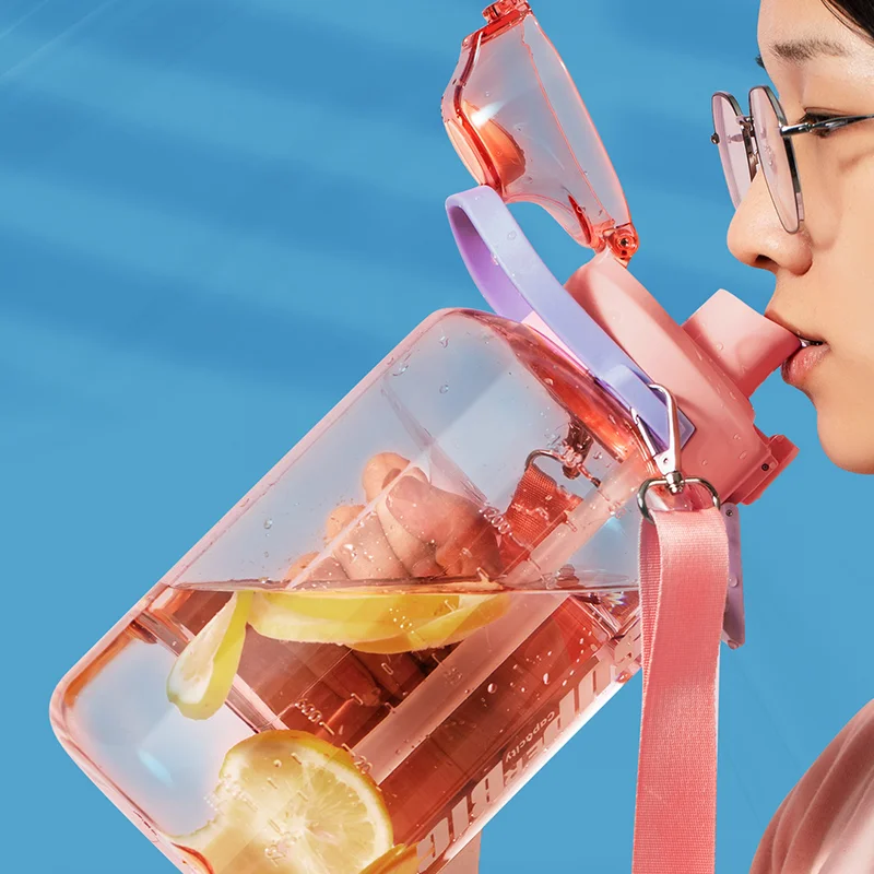 BPA Free Leakproof Water Jug with Time Marker to Ensure You Drink Enough