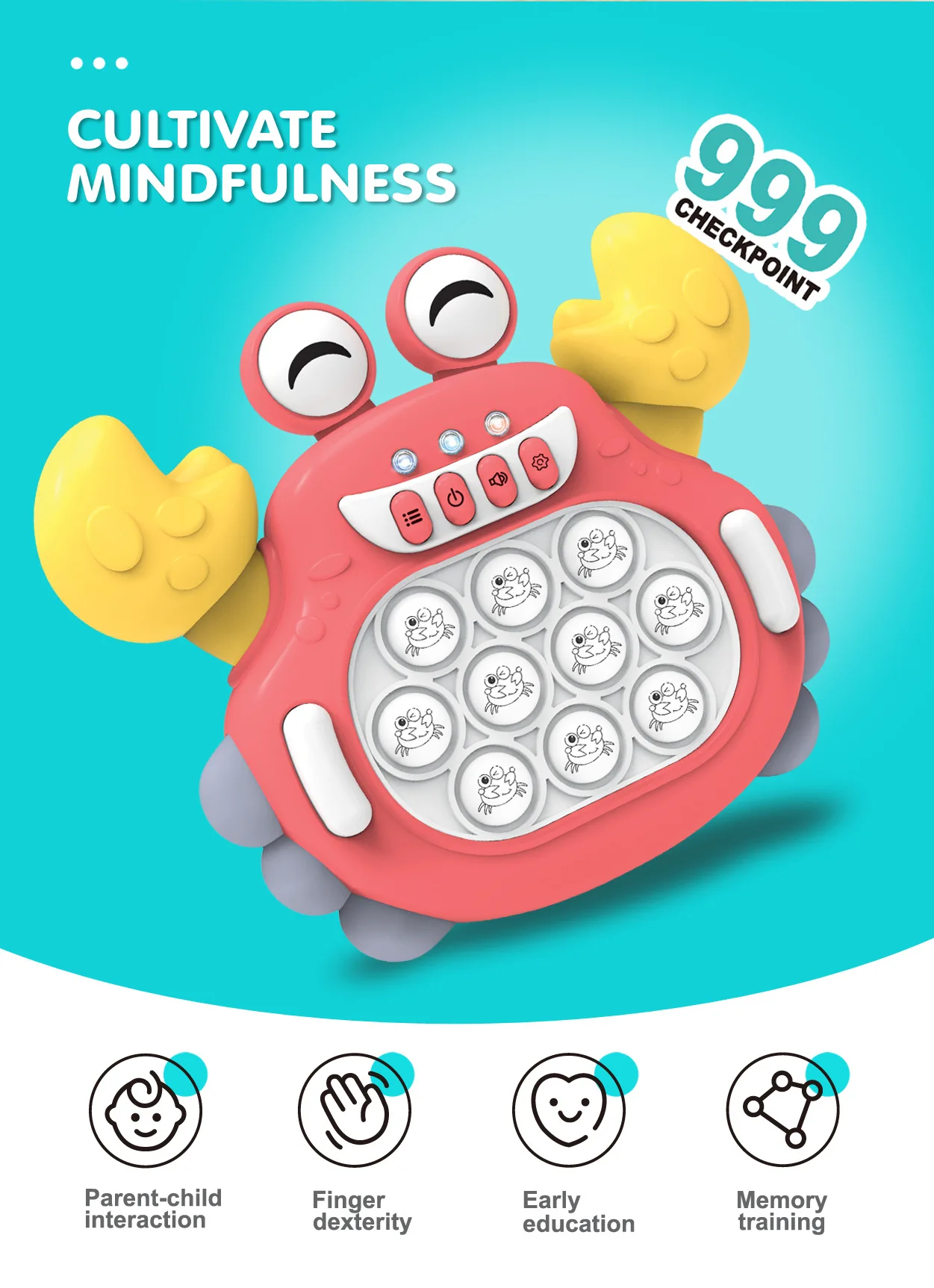 New children educational push-button game machine cute animal fast push game pop it bubble decompression toys