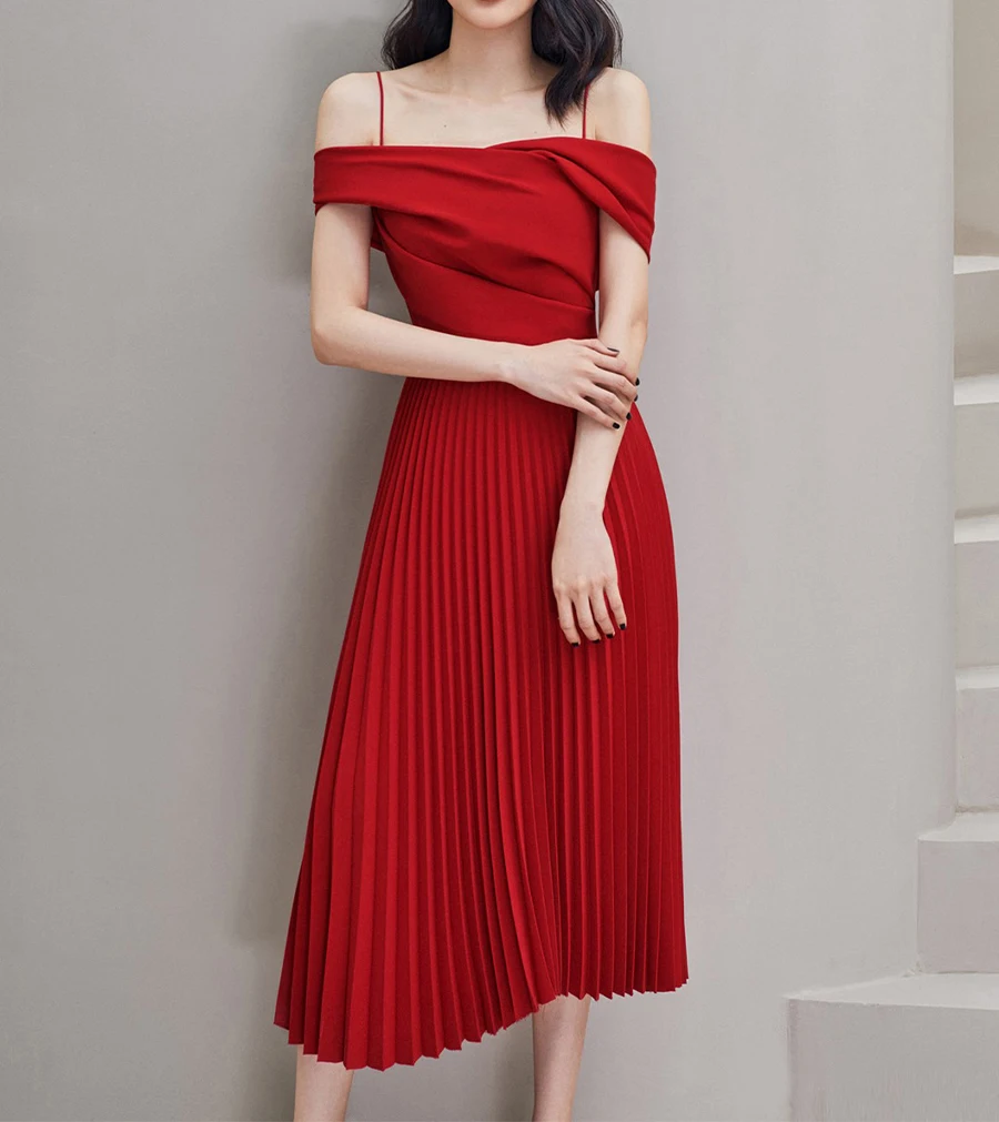 Fashion A Line Evening Dresses A Line Shoulderless Over Knee Red None Decoration Short Sleeve