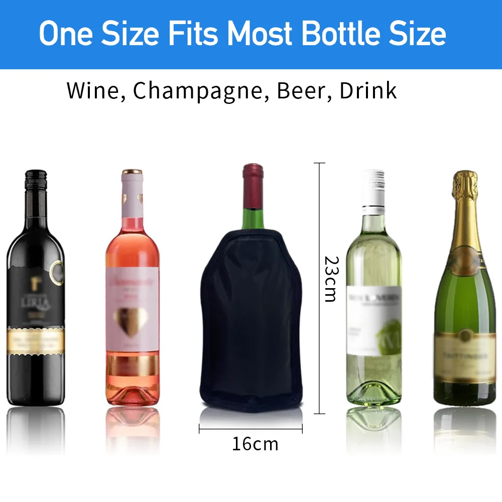 Custom printing champagne bottle ice gel cooler,reusable bottle cooling sleeve