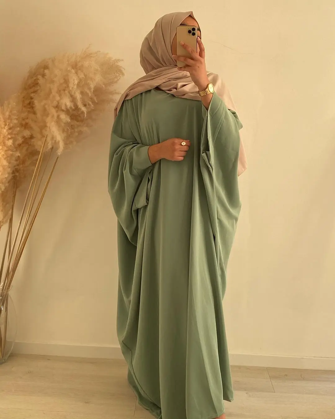 New Arrival solid color Nida Jilbab free size bat sleeves Muslim women prayer dress Hijab Abaya