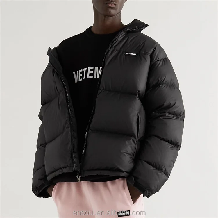 OEM Fashion windproof down quilted winter custom embroidered logo bubble puffer jacket for mens