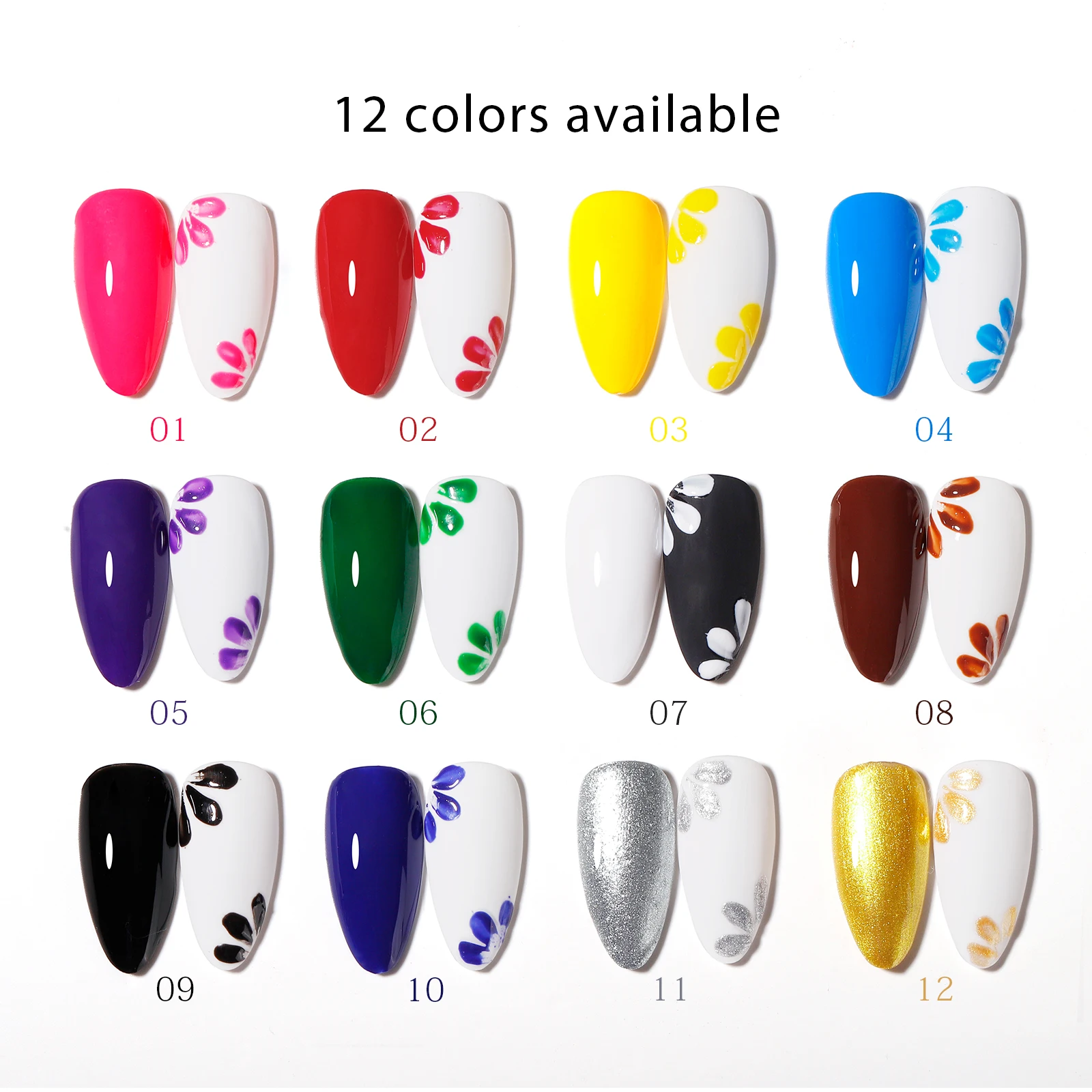 Custom Private Label 12 Color Nail Painting Gel Soak Off LED Vegan Nail Polish Gel Paint For Nail Art
