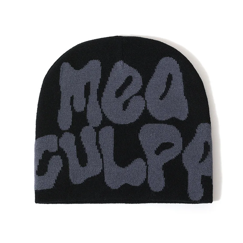 Wholesale Unisex Custom Logo Acrylic Knit Flanging Beanie Hat with Full Print Winter Hat