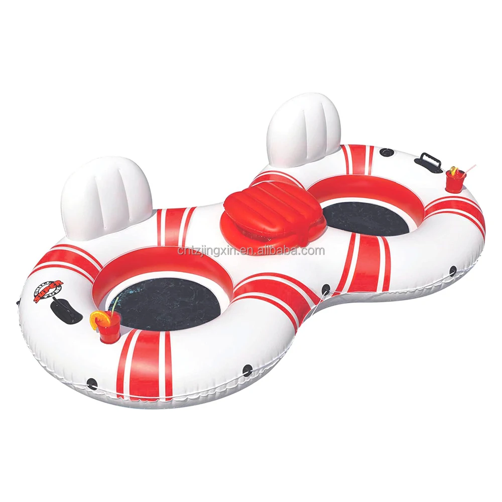 Factory Custom PVC Inflatable Double Water Ski Drag Ring Swimming Ring Floating Row Ice Bucket for Adult Pool Summer Party