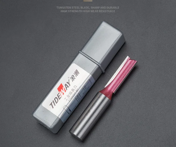 Tideway 1/2 Inch 2 Flutes  Tungsten Carbide Tipped Trimming Wood Sizing CNC Router Bit Straight Milling Cutter For Woodworking