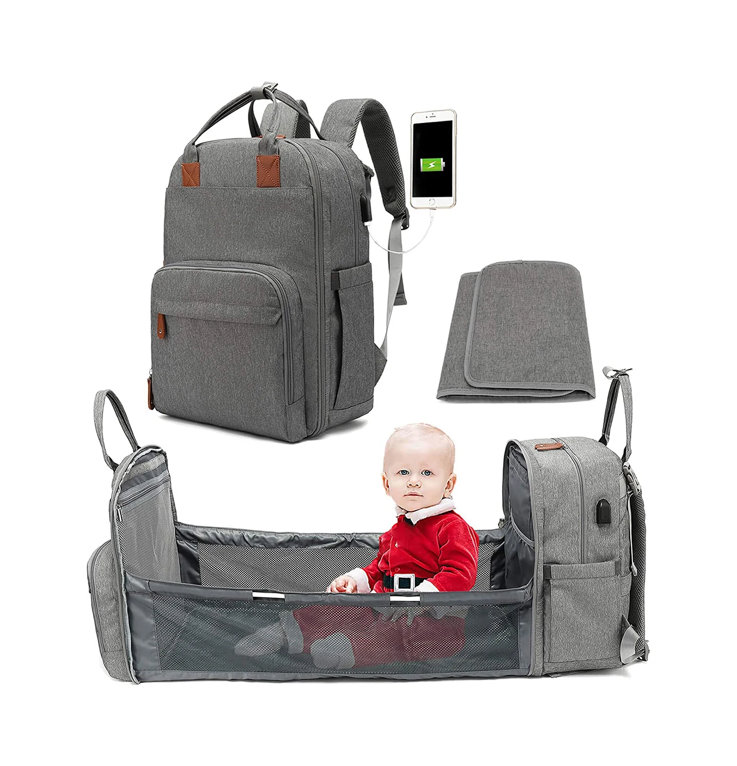 Baby Changing Bags Diaper Bag Backpack with Changing Station Travel Diaper Bassinet Bag with Changing Mat