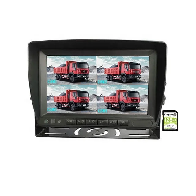 AHD 720P 1080P In 4 Split Screen Display Monitor 7 inch Car Quad LCD Monitor Built-in DVR Recording For Heavy Trucks School Bus