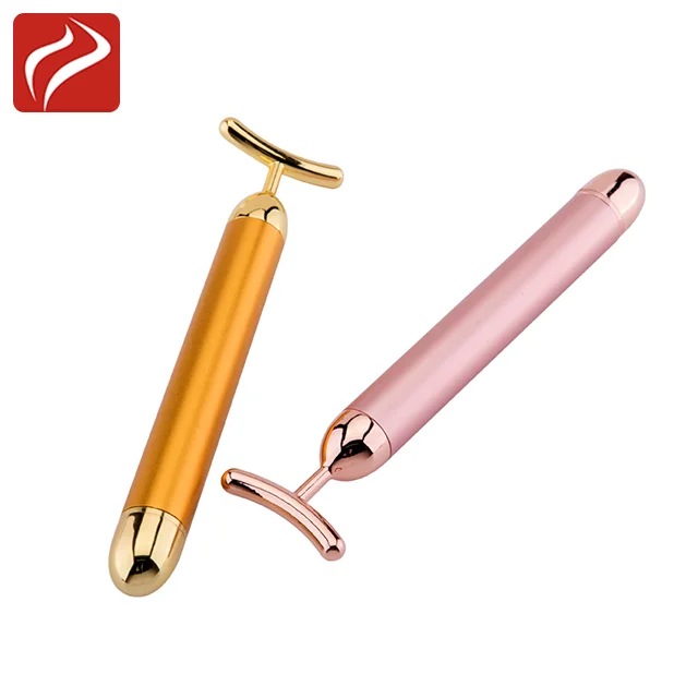 OEM Beauty Germanium Rolling T Shaped Energy Facial Massager 24k Gold Beauty Bar