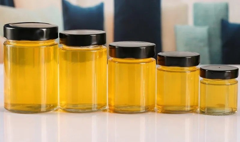 Wholesale food safety 100ml 250ml 300ml 450ml honey jars  round glass storage jar 3oz 9oz 10oz