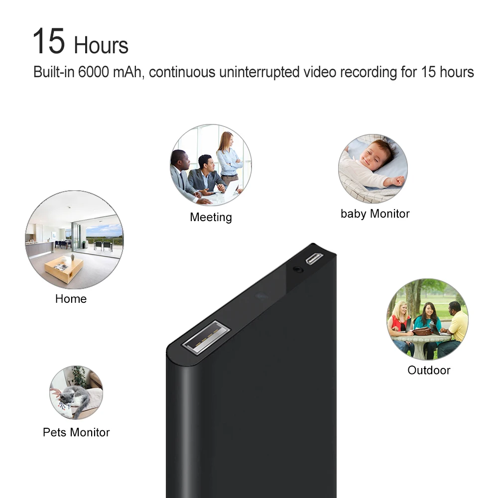 6000mAH  Power Bank Spy Camera 1080P Battery Powered Video Recorder Portable Hidden camera