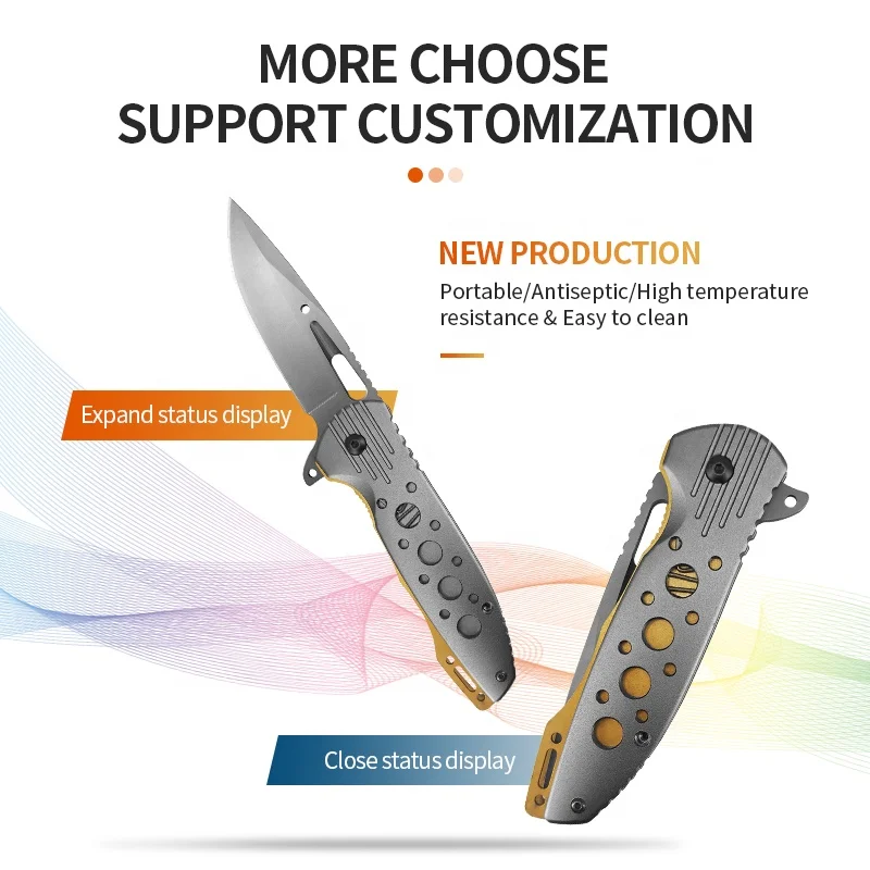 
New Portable Pocket Knife Fine Handle Stainless Steel Fine Blanking Tactical Folding Pocket Camping Knife 