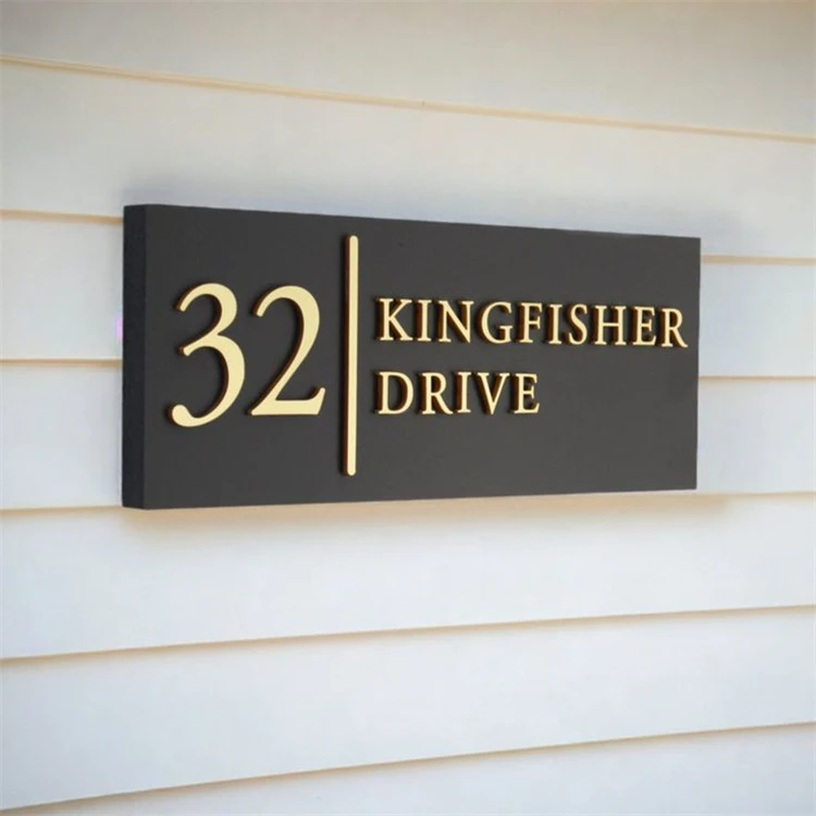 Modern Design Lighting Door Plate Personalized House Sign with Steel and Acrylic Material for Hotels Outdoor Use