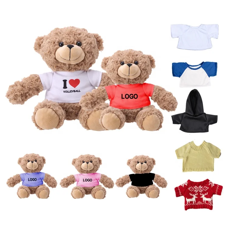 wholesale sublimation plush teddy bear t shirt Brand your LOGO custom cute stuffed soft teddy bear plush toys